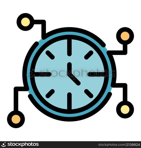 Digital alarm clock icon. Outline digital alarm clock vector icon color flat isolated. Digital alarm clock icon color outline vector