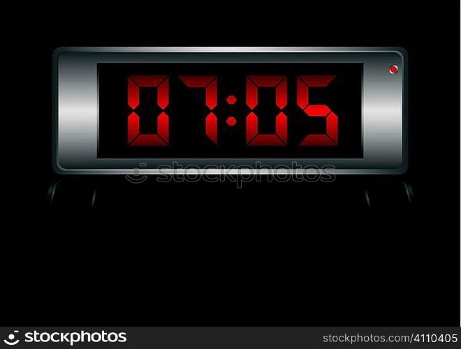 digital alarm clock with time to wake up and light reflection