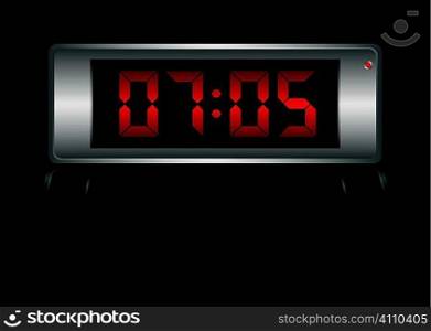 digital alarm clock with time to wake up and light reflection