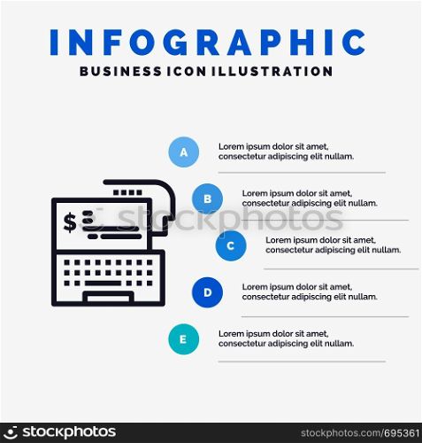 Digital Banking, Bank, Digital, Money, Online Line icon with 5 steps presentation infographics Background