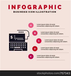 Digital Banking, Bank, Digital, Money, Online Solid Icon Infographics 5 Steps Presentation Background