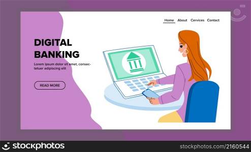 Digital banking payment. bank internet. financial transaction. money pay business character web flat cartoon illustration. Digital banking vector