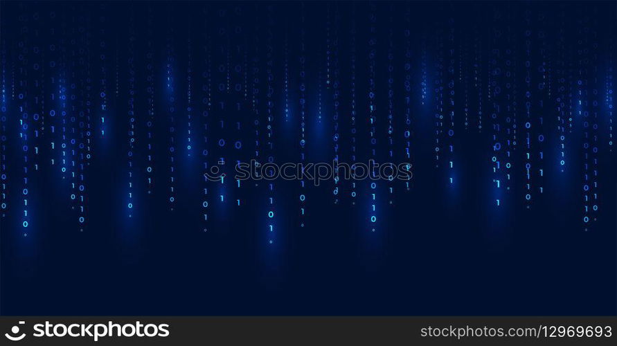 digital binary code and streaming data wallpaper design vector