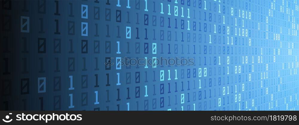 Digital binary code data background, computer numbers, technological concept