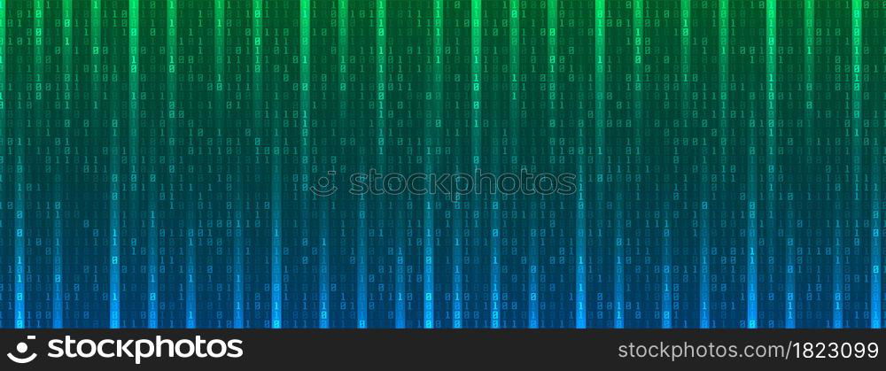 Digital binary code data background, computer numbers, technological concept