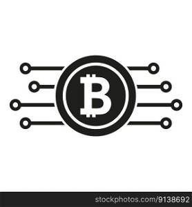 Digital bitcoin icon simple vector. Block chain. Currency crypto. Digital bitcoin icon simple vector. Block chain