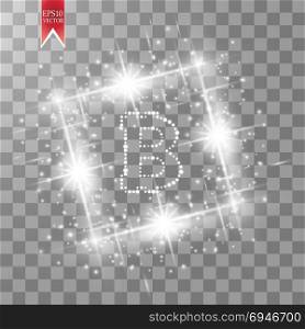 Digital bitcoins symbol with light sqare effect on transparent backgraund.. Digital bitcoins symbol with light sqare effect on transparent backgraund. Vector
