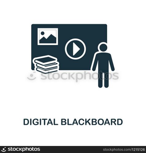 Digital Blackboard creative icon. Simple element illustration. Digital Blackboard concept symbol design from school collection. Can be used for mobile and web design, apps, software, print.. Digital Blackboard icon. Monochrome style icon design from school icon collection. UI. Illustration of digital blackboard icon. Ready to use in web design, apps, software, print.