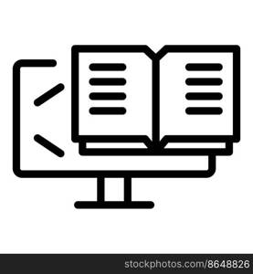 Digital book icon outline vector. Online webinar. Training screen. Digital book icon outline vector. Online webinar