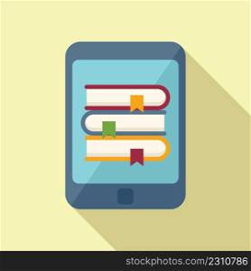 Digital book library icon flat vector. Online course. Distance class. Digital book library icon flat vector. Online course