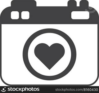 digital camera and heart illustration in minimal style isolated on background