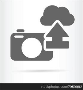 digital camera cloud image storage icon vector illustration