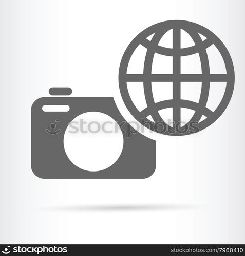 digital camera earth symbol icon travel photography concept vector illustration