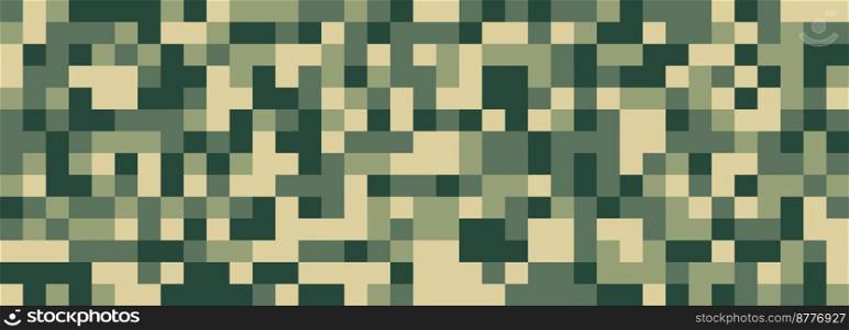 Digital camouflage in green tones. Seamless vector pattern. Pixel grid for military themes and creative ideas