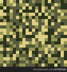 Digital camouflage in green tones. Seamless vector pattern. Pixel grid for military themes and creative ideas