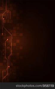 Digital circuit design on a dark orange background.