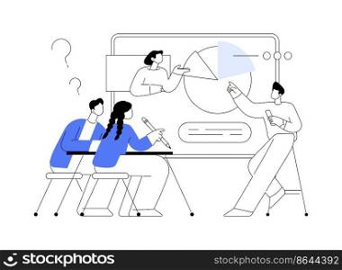 Digital classroom abstract concept vector illustration. Digital tablet, smart flipped classroom, blended learning, immersed in technology, online teaching education, elearning abstract metaphor.. Digital classroom abstract concept vector illustration.