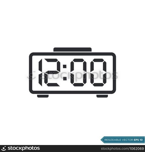 Digital Clock Icon Vector Template Illustration Design