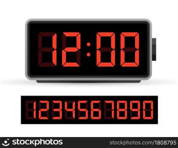 Digital clock number set. Time icon. Design element. Vector stock illustration. Vector illustration. Digital clock number set. Time icon. Design element. Vector stock illustration.
