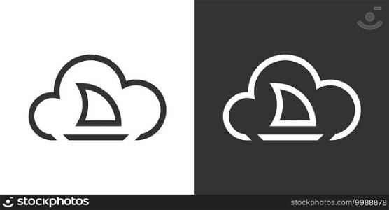 Digital cloud logo. Logo concept. Cloud and ship. Minimalistic design. Vector illustration