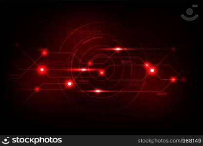 Digital connection circuit on a dark red background.