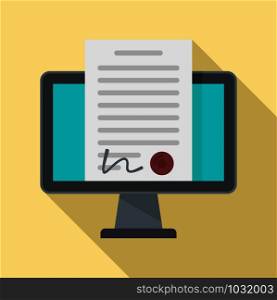 Digital contract icon. Flat illustration of digital contract vector icon for web design. Digital contract icon, flat style