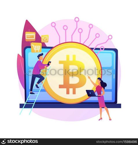 Digital currency abstract concept vector illustration. Cryptocurrency market capitalization, electronic currency, e-money transfer, digital money turnover, transfer service abstract metaphor.. Digital currency abstract concept vector illustration.