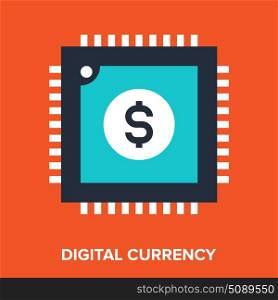 digital currency. Abstract vector illustration of digital currency flat design concept.
