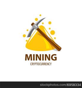 Digital currency mining. Digital currency mining. Pick and gold. Vector illustration