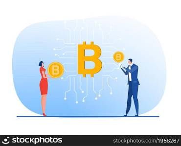 Digital currency or Bitcoin digital business concept for Investments for bitcoin and blockchain vector