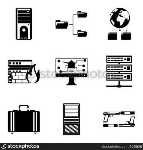 Digital data icons set. Simple set of 9 digital data vector icons for web isolated on white background. Digital data icons set, simple style