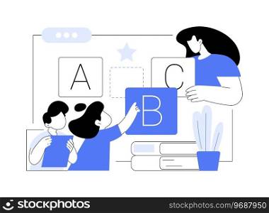 Digital display isolated cartoon vector illustrations. Teacher with children in virtual classroom, smart classes, video conferencing, remote learning process, education software vector cartoon.. Digital display isolated cartoon vector illustrations.