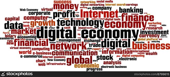 Digital economy word cloud concept. Vector illustration