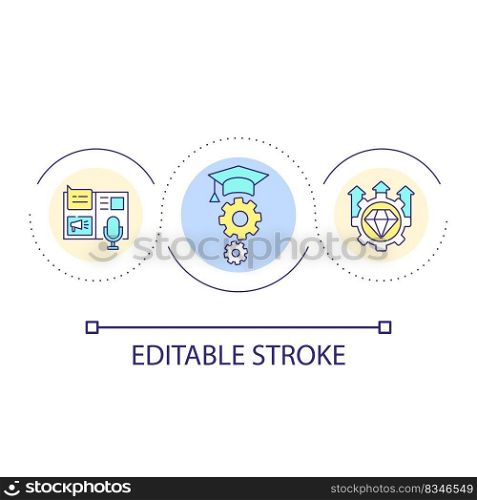 Digital education success loop concept icon. Access to learning materials. Students comfort abstract idea thin line illustration. Isolated outline drawing. Editable stroke. Arial font used. Digital education success loop concept icon