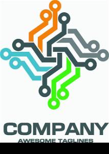 Digital electronics logo design. Creative electronic circuits logo vector, IT technology logo concept