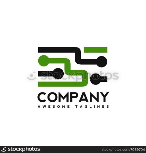 Digital electronics logo design, Creative electronic circuits logo vector, IT technology logo concept