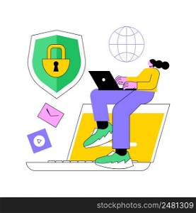 Digital ethics and privacy abstract concept vector illustration. Digital mediums behavior, internet privacy violation, secure online data protection, user information gained abstract metaphor.. Digital ethics and privacy abstract concept vector illustration.