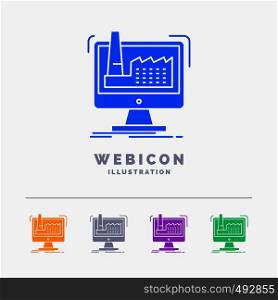 digital, factory, manufacturing, production, product 5 Color Glyph Web Icon Template isolated on white. Vector illustration. Vector EPS10 Abstract Template background