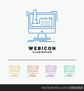 digital, factory, manufacturing, production, product 5 Color Line Web Icon Template isolated on white. Vector illustration