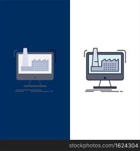 digital, factory, manufacturing, production, product Flat Color Icon Vector