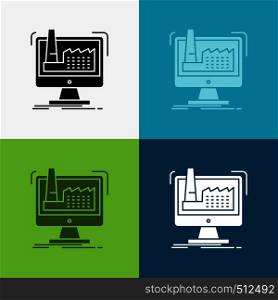 digital, factory, manufacturing, production, product Icon Over Various Background. glyph style design, designed for web and app. Eps 10 vector illustration. Vector EPS10 Abstract Template background