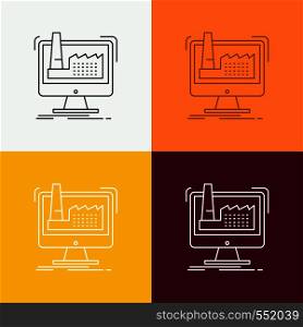 digital, factory, manufacturing, production, product Icon Over Various Background. Line style design, designed for web and app. Eps 10 vector illustration. Vector EPS10 Abstract Template background