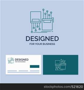 digital, fiber, electronic, lane, cable Business Logo Line Icon Symbol for your business. Turquoise Business Cards with Brand logo template. Vector EPS10 Abstract Template background