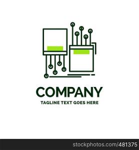 digital, fiber, electronic, lane, cable Flat Business Logo template. Creative Green Brand Name Design.
