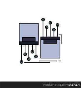 digital, fiber, electronic, lane, cable Flat Color Icon Vector