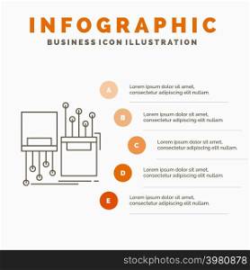 digital, fiber, electronic, lane, cable Infographics Template for Website and Presentation. Line Gray icon with Orange infographic style vector illustration