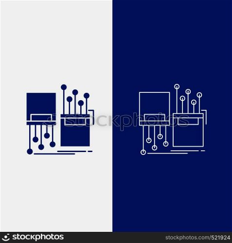 digital, fiber, electronic, lane, cable Line and Glyph web Button in Blue color Vertical Banner for UI and UX, website or mobile application. Vector EPS10 Abstract Template background