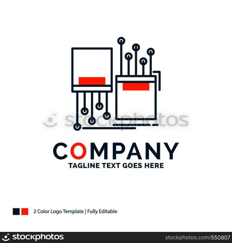 digital, fiber, electronic, lane, cable Logo Design. Blue and Orange Brand Name Design. Place for Tagline. Business Logo template.