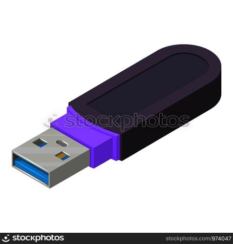Digital flash drive icon. Isometric illustration of digital flash drive vector icon for web. Digital flash drive icon, isometric style