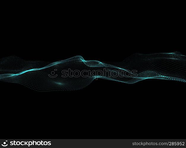 Digital flow of particles. Abstract wave vector background. Graphic flow light energy, futuristic particle in cyberspace illustration. Digital flow of particles. Abstract wave vector background
